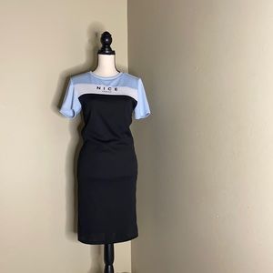 Blue graphic tee spandex dress.